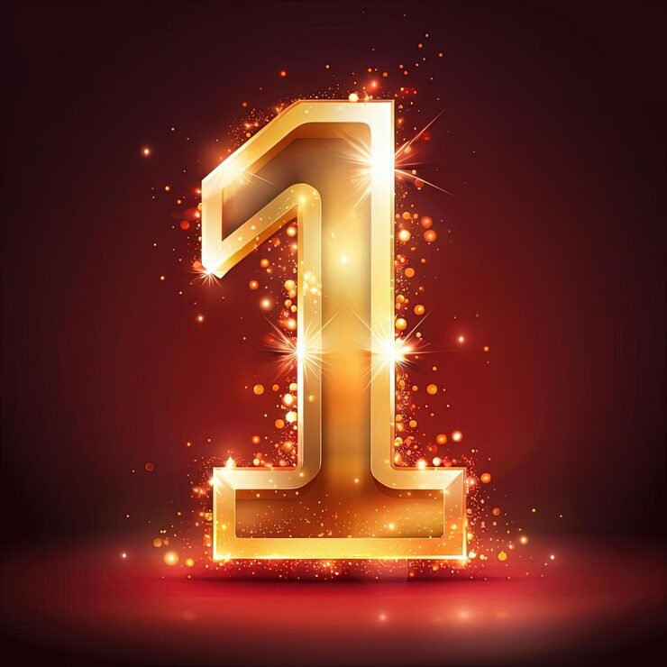Golden number one symbol representing top ranking and excellence
