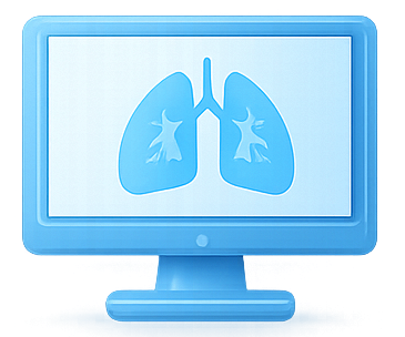 Digital lung scan displayed on monitor for pulmonary diagnosis